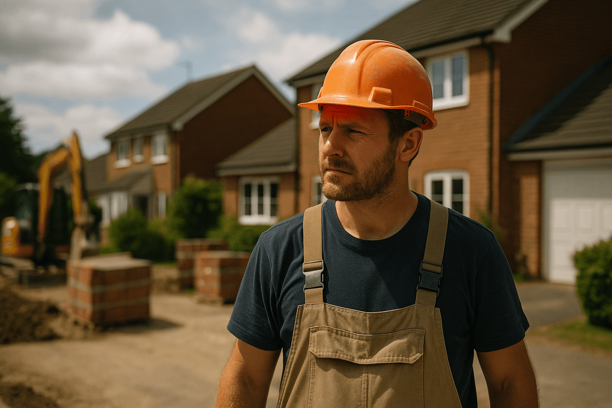 Builder working on construction project