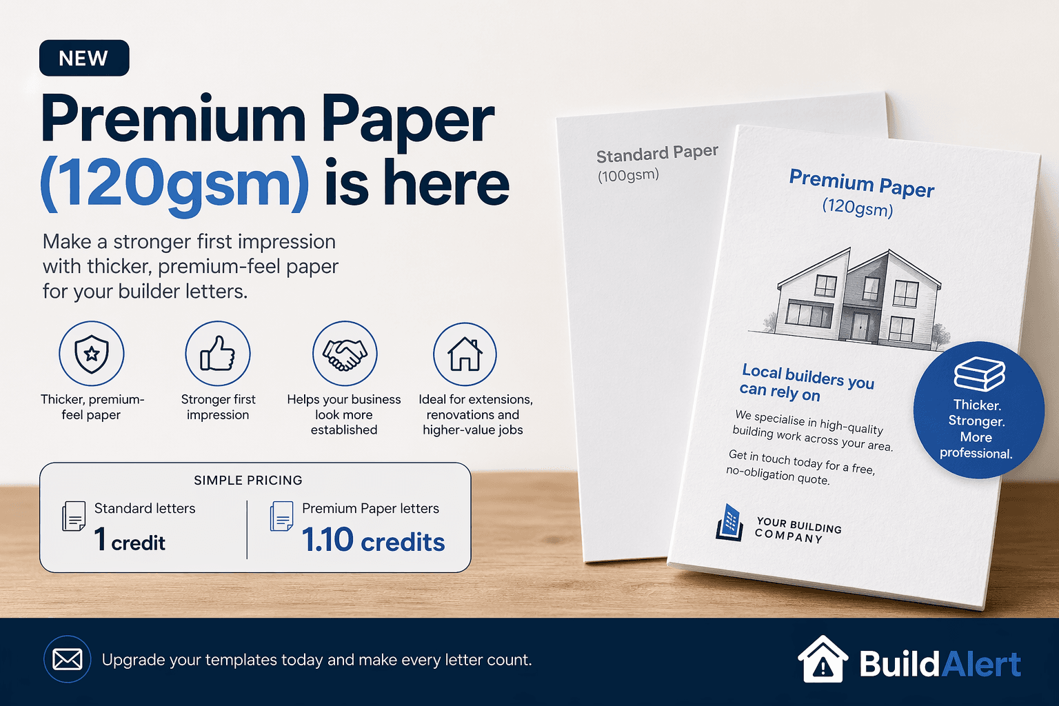 Premium 120gsm builder letters from BuildAlert