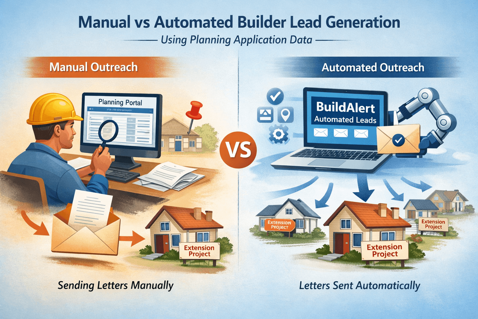 Manual vs Automated Builder Lead Generation: How BuildAlert Supports Both
